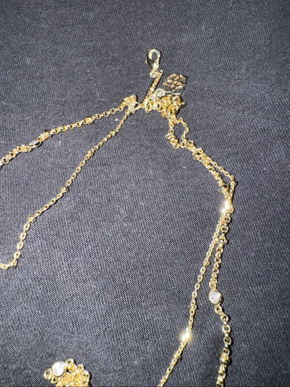 Kendra Scott Gold Layered Pendant Necklace with Clear Crystal Accents - Picture 5 of 8